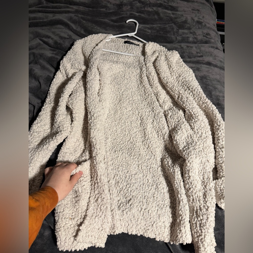 Cozy Cream Open-Front Bouclé Cardigan Sweater